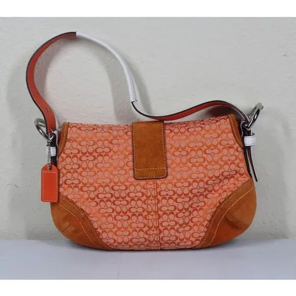 Coach Y2K Orange Small Signature Buckle Soho Hobo Shoulder Bag 6818
